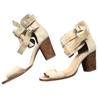 Pre-owned The Kooples Leather Sandals In Beige