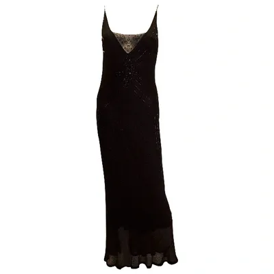 Pre-owned Jenny Packham Silk Maxi Dress In Black