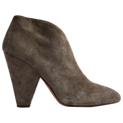 Pre-owned Alaïa Ankle Boots In Grey