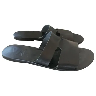 Pre-owned Ancient Greek Sandals Leather Mules In Black