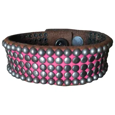 Pre-owned Htc Leather Bracelet In Pink