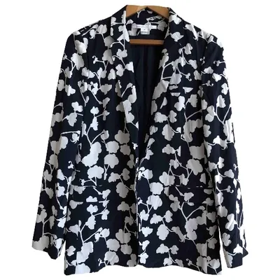 Pre-owned Diane Von Furstenberg Silk Blazer In Navy