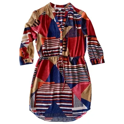 Pre-owned Diane Von Furstenberg Silk Mini Dress In Navy