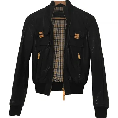 Pre-owned Dsquared2 Leather Jacket In Black