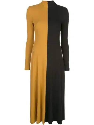 Rosetta Getty Two-tone Jumper Dress In Brown