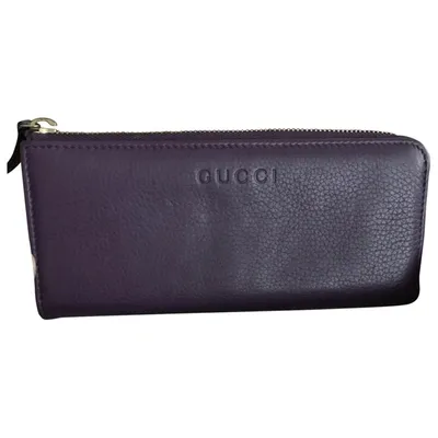 Pre-owned Gucci Leather Wallet In Purple