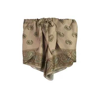 Pre-owned Nanushka Silk Mini Short In Beige