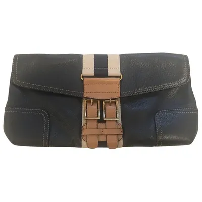 Pre-owned Tommy Hilfiger Leather Clutch Bag In Blue