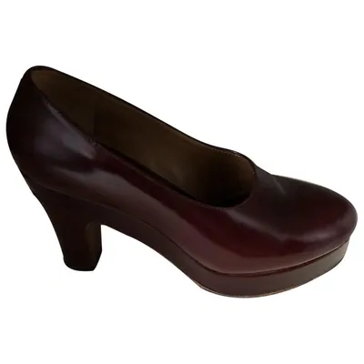 Pre-owned Rochas Leather Heels In Burgundy