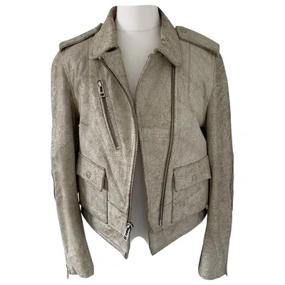 Pre-owned Zadig & Voltaire Leather Biker Jacket In Ecru