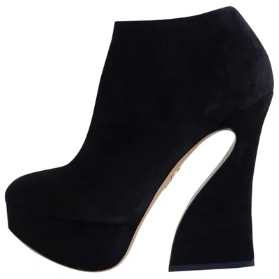 Pre-owned Charlotte Olympia Ankle Boots In Black