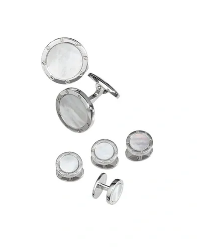 Jan Leslie Sterling Silver & Mother-of-pearl Round Stud Set