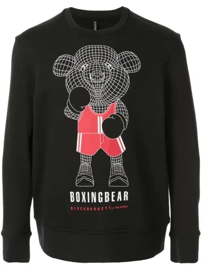 Blackbarrett Boxing Bear Print Sweatshirt In Black