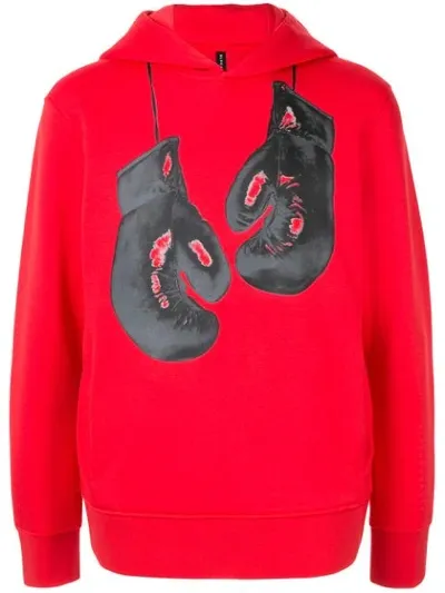 Blackbarrett Printed Boxing Gloves Hoodie In Red