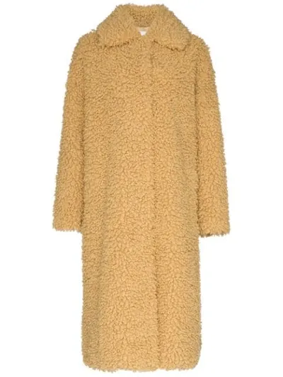 Stand Studio Leah Faux-shearling Coat In Yellow