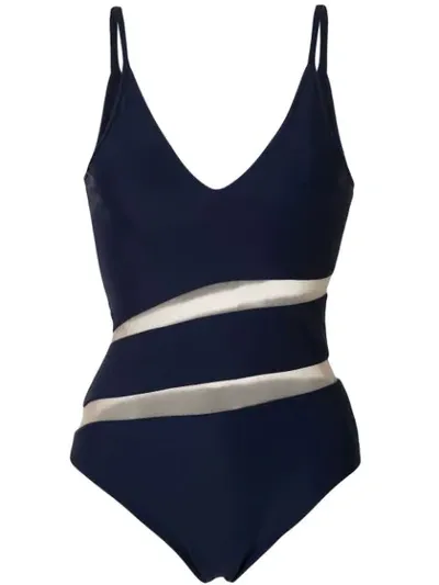 Gloria Coelho Sheer Panel Swimsuit In Blue