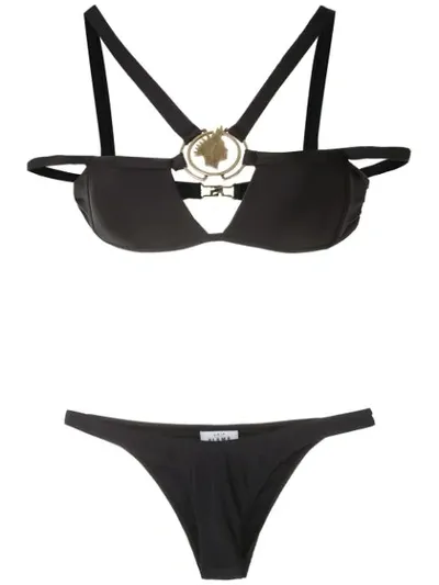 Amir Slama Metallic Embellishment Bikini Set In Black