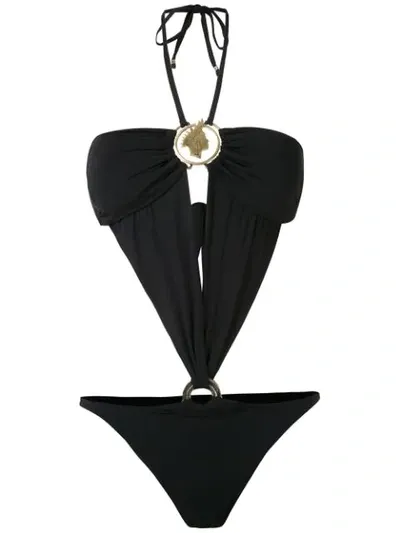 Amir Slama Cut Out Halterneck Swimsuit In Black