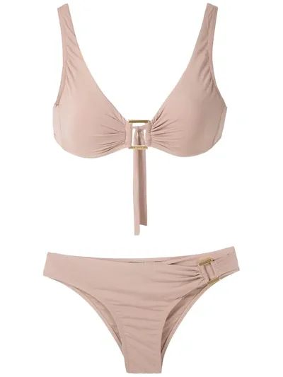 Amir Slama Metallic Embellishments Bikini Set In Neutrals