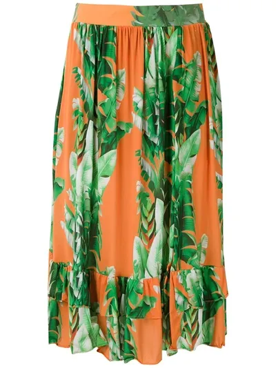 Amir Slama Printed Ruffle Skirt In Green