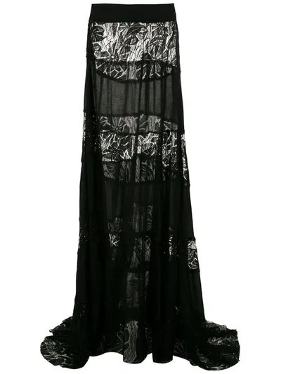 Amir Slama Lace Panels Maxi Skirt In Black