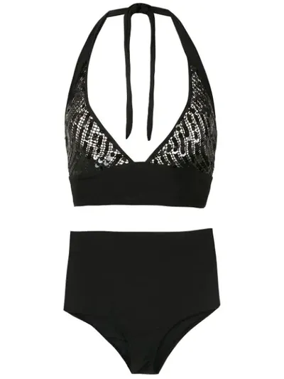 Amir Slama Sequinned Bikini Set In Black