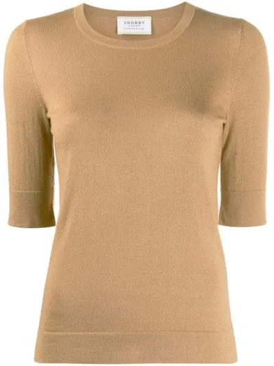 Snobby Sheep Slim-fit Knitted Top In Brown