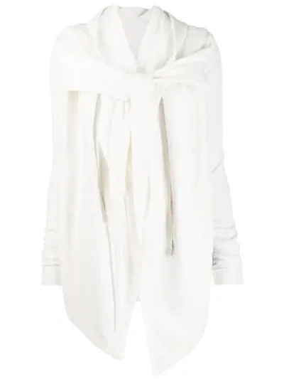 Rick Owens Drkshdw Wrap Style Hoodie Jacket In White