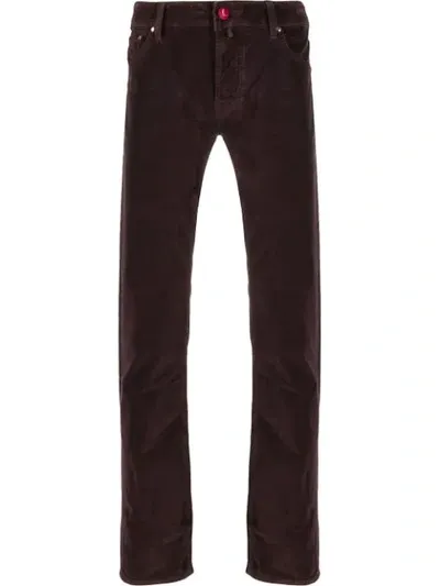 Jacob Cohen Contrast Button Straight-leg Trousers In Red