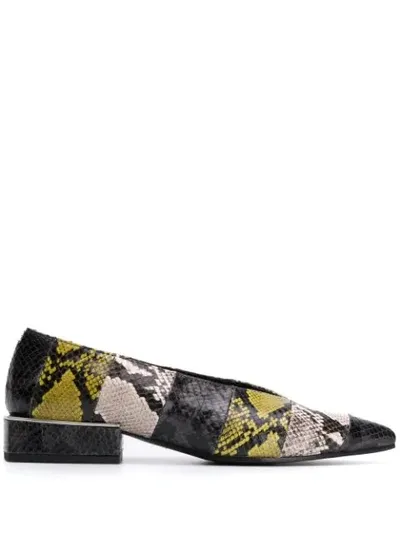 Vic Matie Snakeskin Effect Ballerina Shoes In Black