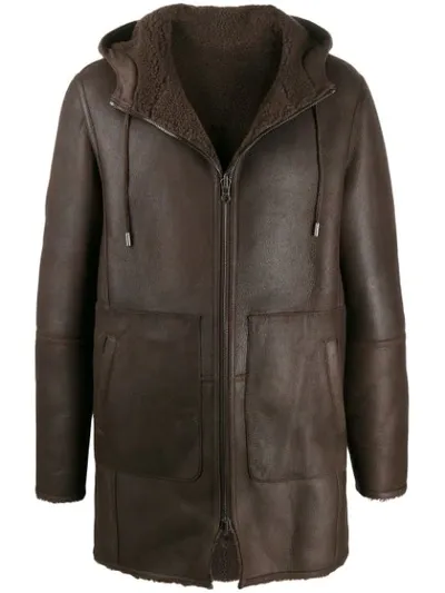 Desa 1972 Drawstring Hooded Coat In Brown