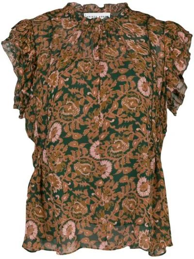 Apiece Apart Short-sleeve Floral Top In Orange ,green