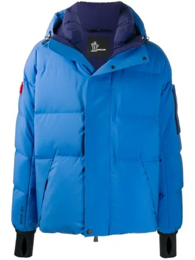 Moncler Hooded Padded Jacket In Blue