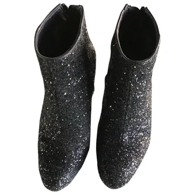 Pre-owned Sam Edelman Glitter Ankle Boots In Blue