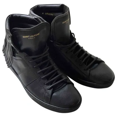 Pre-owned Saint Laurent Leather High Trainers In Black