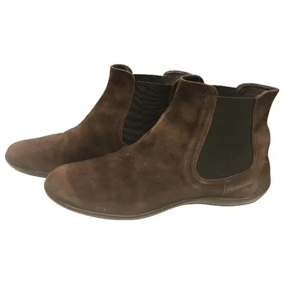 Pre-owned Hogan Ankle Boots In Brown