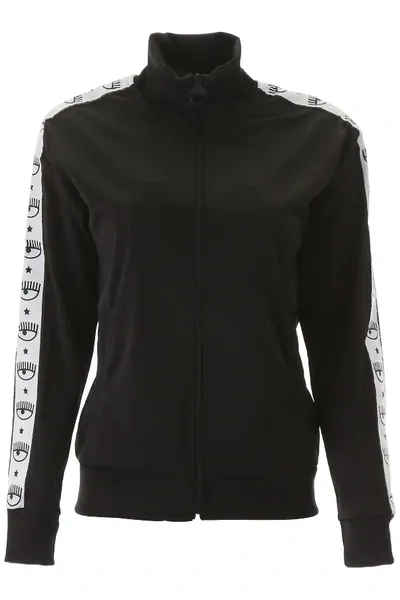 Chiara Ferragni Logomania Zip-up Sweatshirt In Black