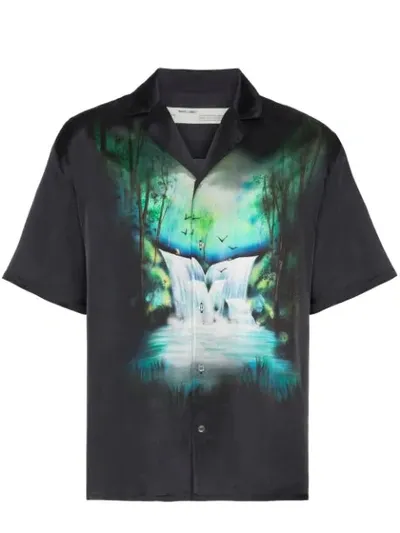 Off-white Waterfall-print Short-sleeved Shirt In Black Multi