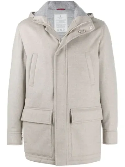 Brunello Cucinelli Hooded Parka Coat In Neutrals