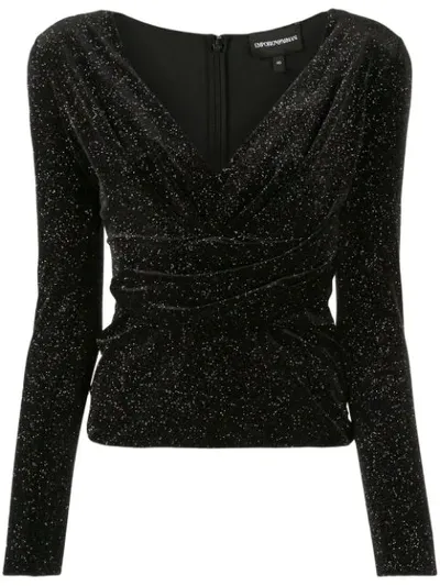 Emporio Armani Multicolored Glitter Top In Black