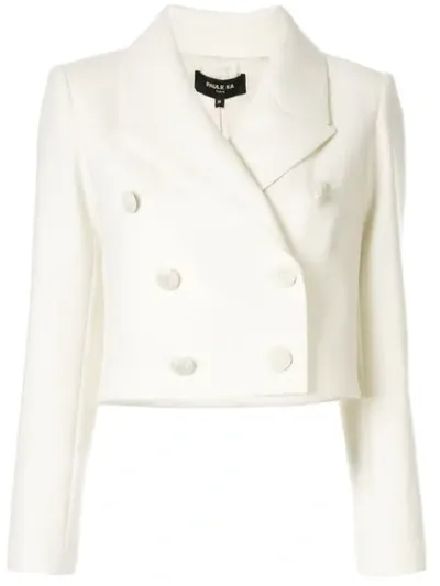 Paule Ka Tricotine Cropped Blazer In White