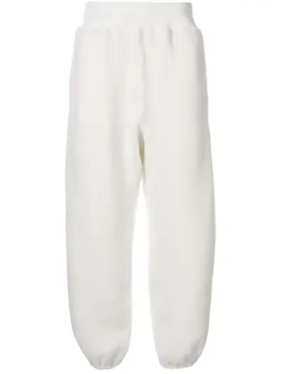 Undercover Fleeced Embroidered Joggers In White