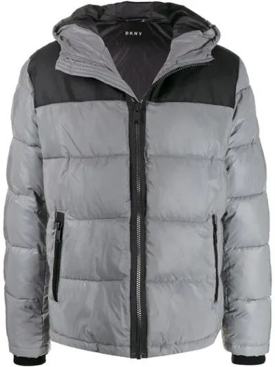 Dkny Hooded Padded Jacket In Grey