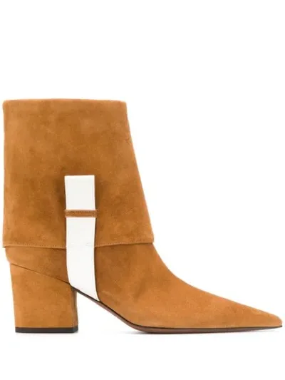 L'autre Chose Textured Colour Block Boots In Brown