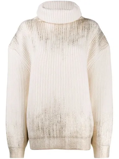 Ann Demeulemeester Turtleneck Chunky Jumper In Neutrals