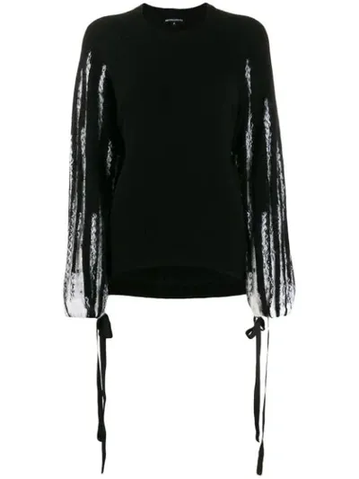 Ann Demeulemeester Striped Sleeve Jumper In Black