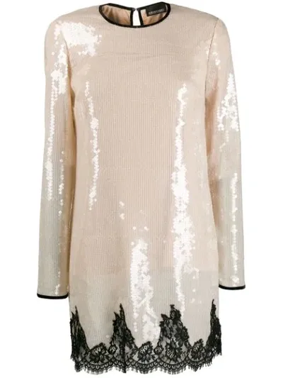 Ermanno Ermanno Sequin-embellished Shift Dress In Neutrals