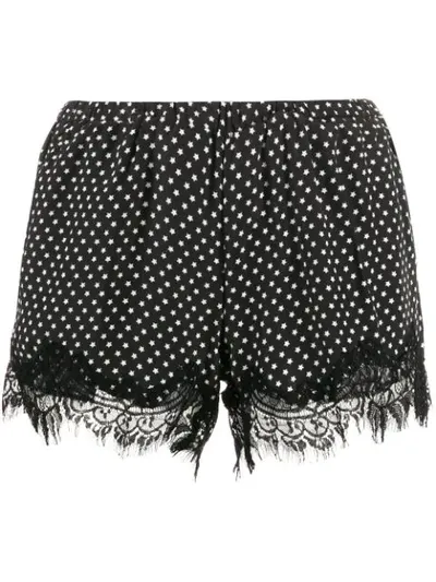 Gold Hawk Star Print Silk Shorts In Black