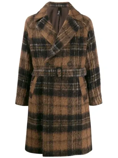 Hevo Plaid Pattern Coat In Brown