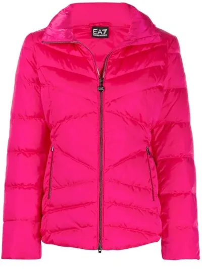 Ea7 Padded Fitted Jacket In Pink